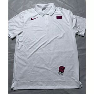 Nike Pro Elite Qatar Dri-Fit Polo Jersey White Team CT0758-100  men's Medium NEW